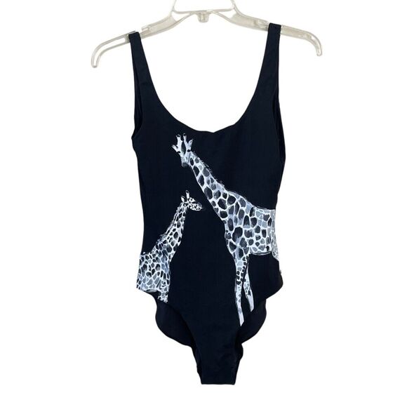 ANTHROPOLOGIE ONIA Women's Size XL Black Giraffe Kelly One-Piece Swimsuit NWT - Picture 2 of 9